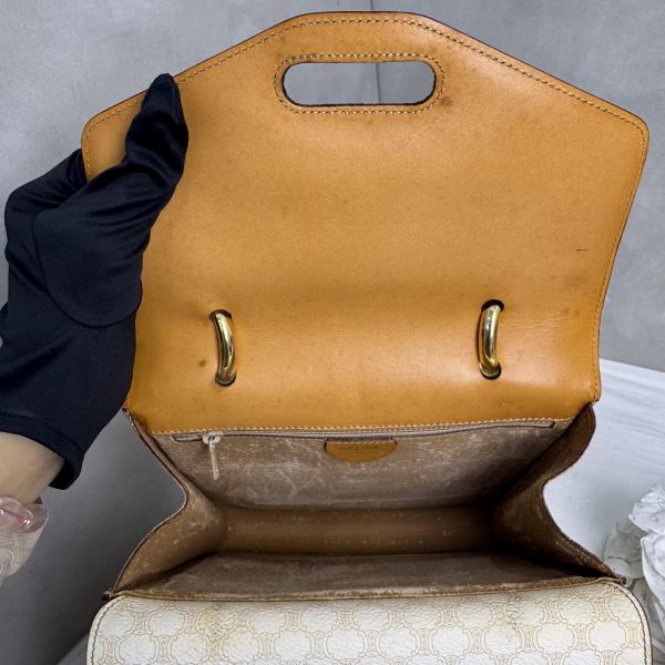 Celine 白色老花雙子星手提包 