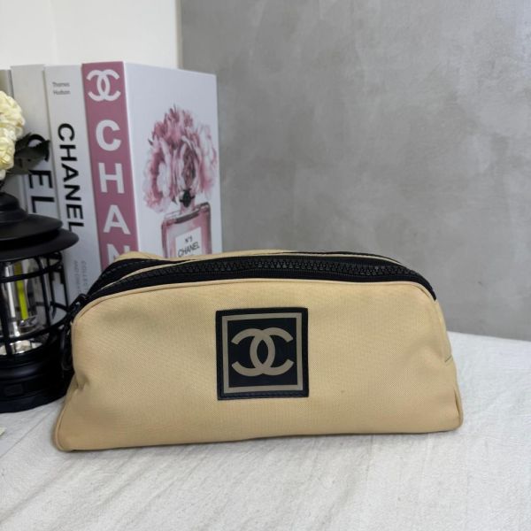 CHANEL奶茶拼黑  帆布手拿包 