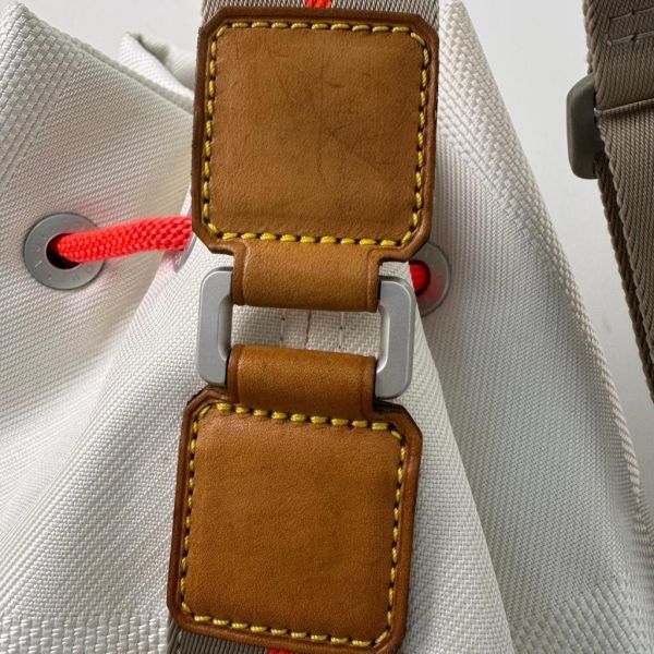 Louis Vuitton Damier geant vintage 螢光橘線條縮口水桶包 