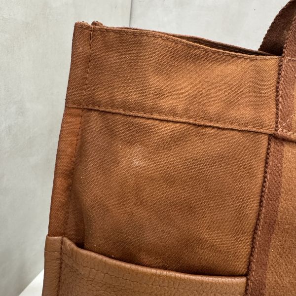 Hermès 帆布拼皮手提包 