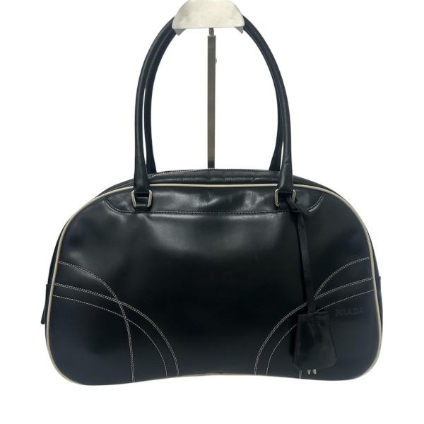 Prada Bowling Bag 黑色皮革保齡球包 