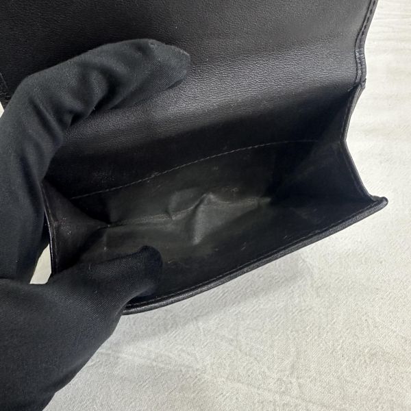 Gucci 中古 咖啡老花拼接皮革短夾 