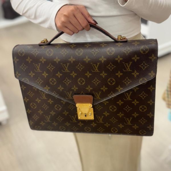 Louis Vuitton 紅皮老花 手提公事包 