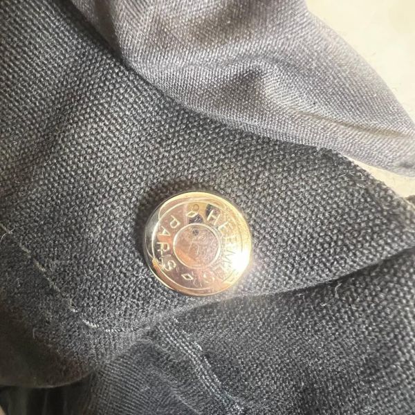 Hermès 黑色帆布皮革包 