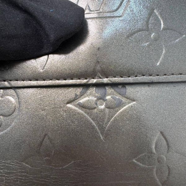 Louis Vuitton 漆皮黑灰壓紋短夾 