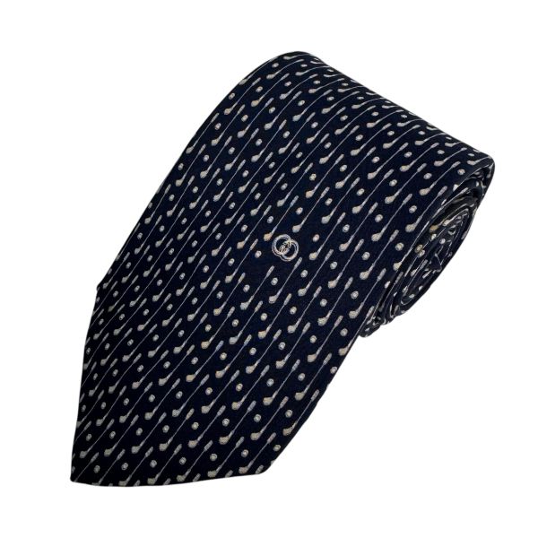 Gucci 藏青色高爾夫球桿圖案領帶 領結 絲綢（中古） 