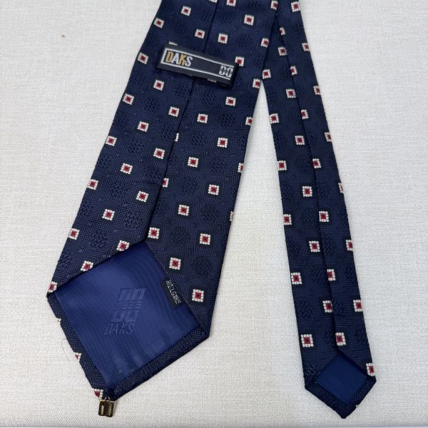 Daks 藍 方形圖紋 領帶（中古） 