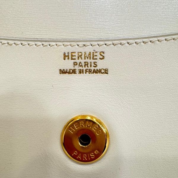HERMES 奶白色牛皮鎖頭手拿包 
