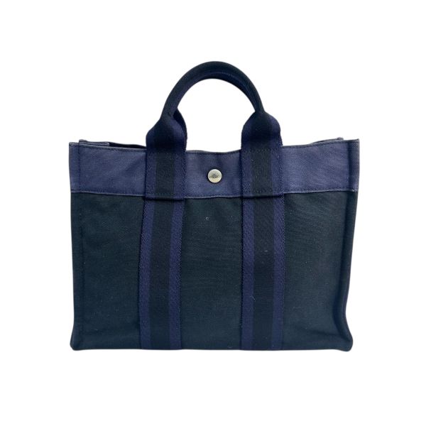 Hermès 中古紫拼黑小號帆布手袋 