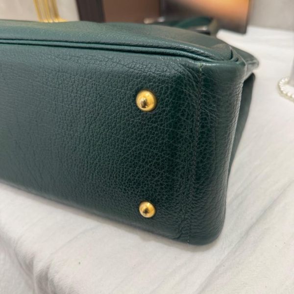 Hermès 墨綠山羊皮肩背包 