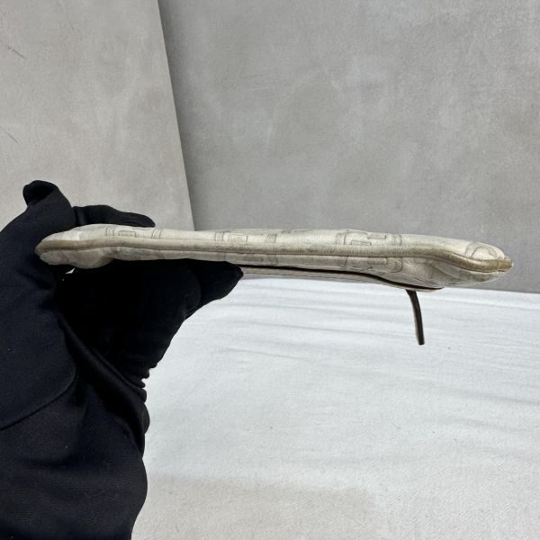 GUCCI 中古米色壓印老花一字拉鍊零錢包卡包 