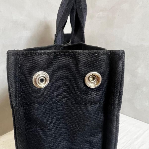 Hermès 黑色帆布皮革包 