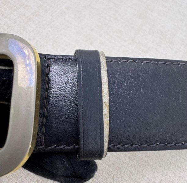 Celine 金x銀馬車頭 黑皮革 皮帶 腰帶 