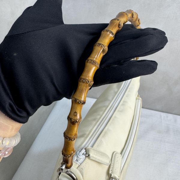 Gucci 米白竹節手提肩背包 