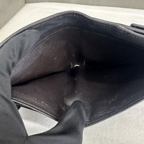 Gucci 中古 咖啡老花拼接皮革短夾 