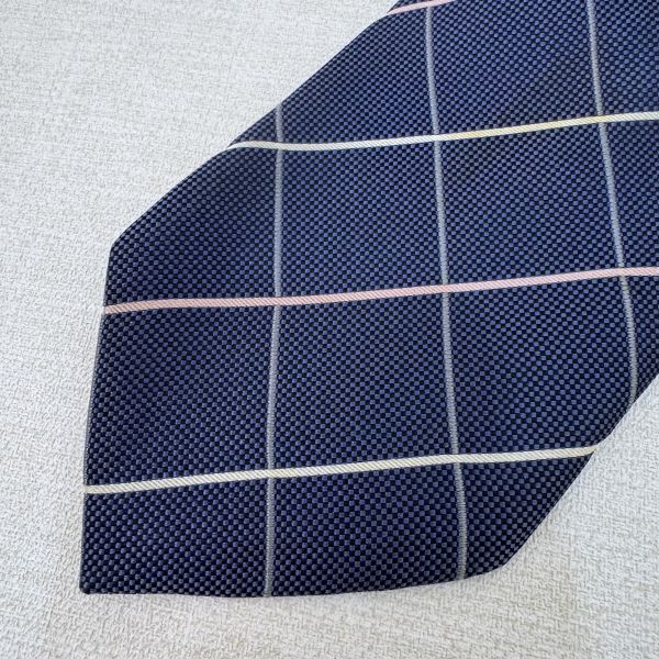 Burberry 藍格紋 領帶 領結 絲綢（中古） 