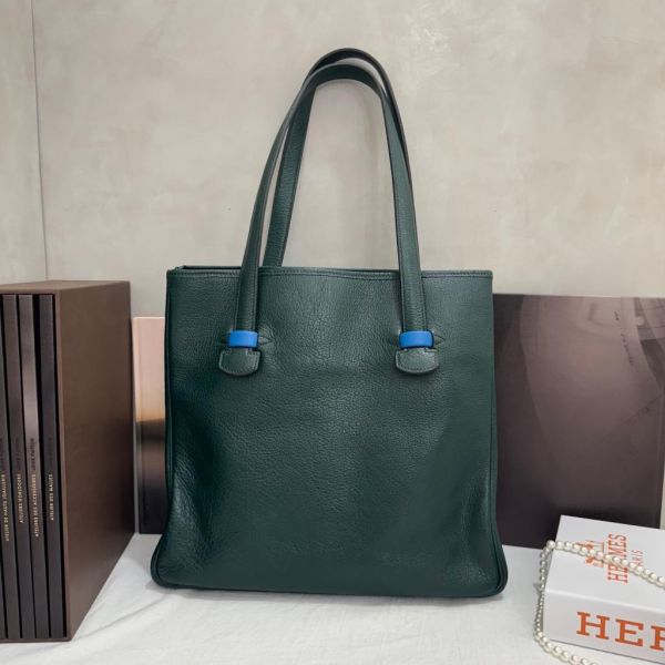 Hermès 墨綠山羊皮肩背包 