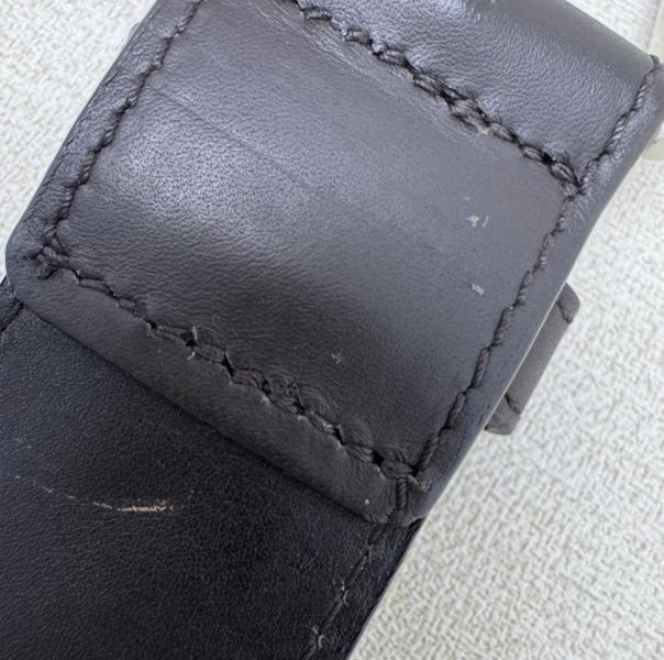 Bottega Venetia 深咖 銀頭編織 皮帶 腰帶 