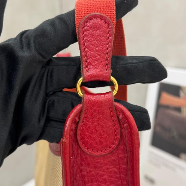 Hermès Vespa 紅色帆布拼接包 