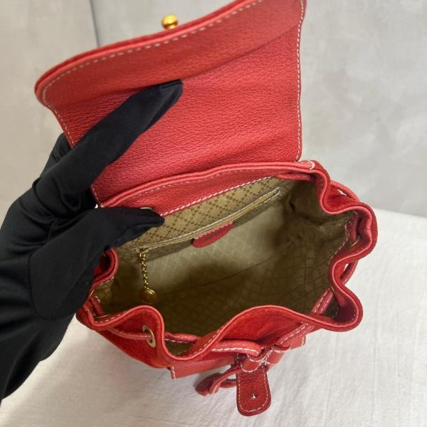 Gucci 竹子絨面紅後背包 