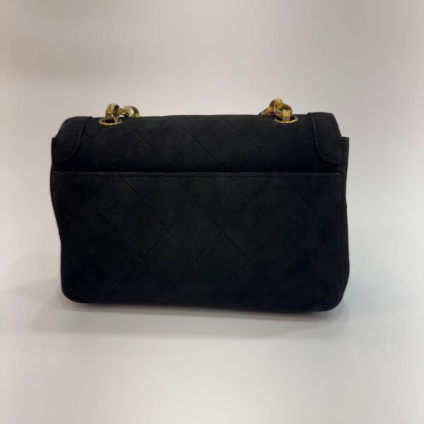 Chanel 迷你麂皮黑金雕花鏈條包 