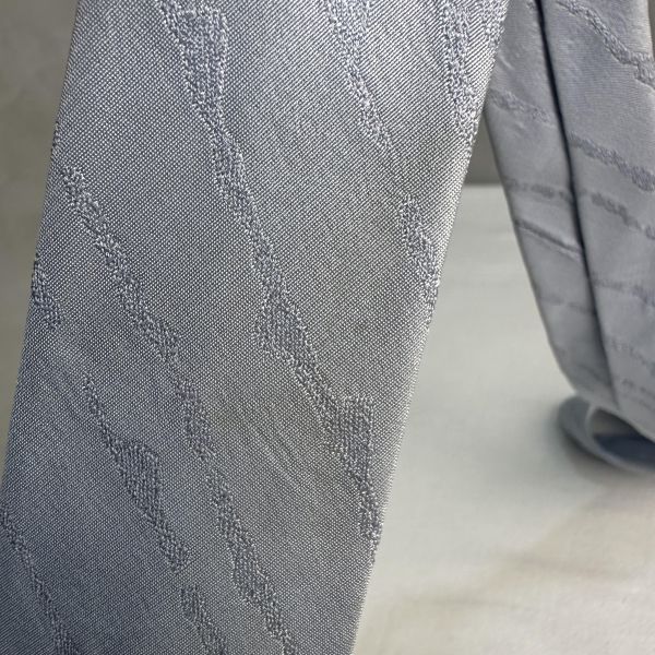 CHANEL 藍灰色斜條紋領帶 領結 絲綢（中古） 