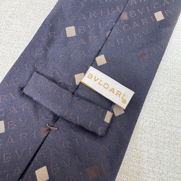 BVLGARI 藍字母logo 領帶 領結 絲綢（中古） 