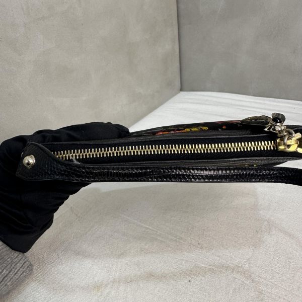 Gucci Flora Pochette Mini 中古蜥蜴皮緞面花卉琉璃小蜜蜂麻將包 