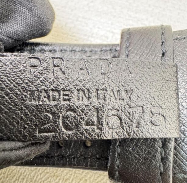 Prada 銀頭 洞洞皮革 皮帶 腰帶 