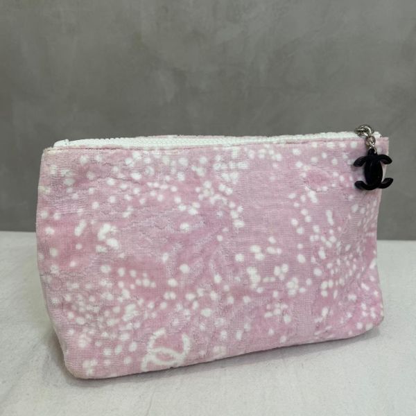 Chanel 粉色毛絨 化妝包 