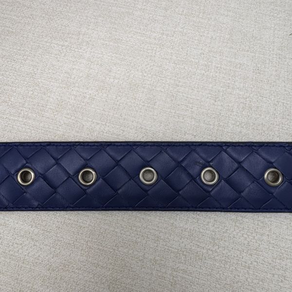 Bottega Veneta 銀頭 藍編織 皮帶 腰帶 