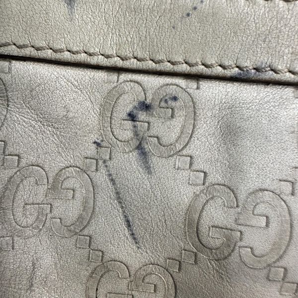 GUCCI 中古米色壓印老花一字拉鍊零錢包卡包 