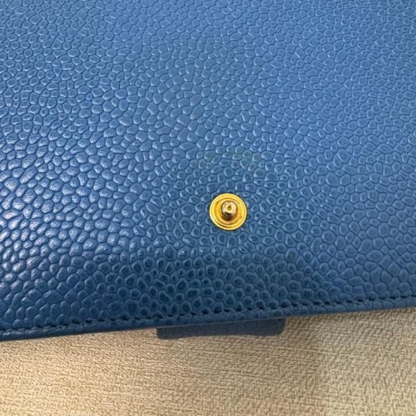 Chanel 深藍皮革長夾 