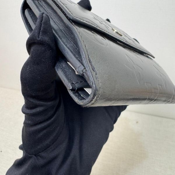Louis Vuitton 漆皮黑灰壓紋短夾 