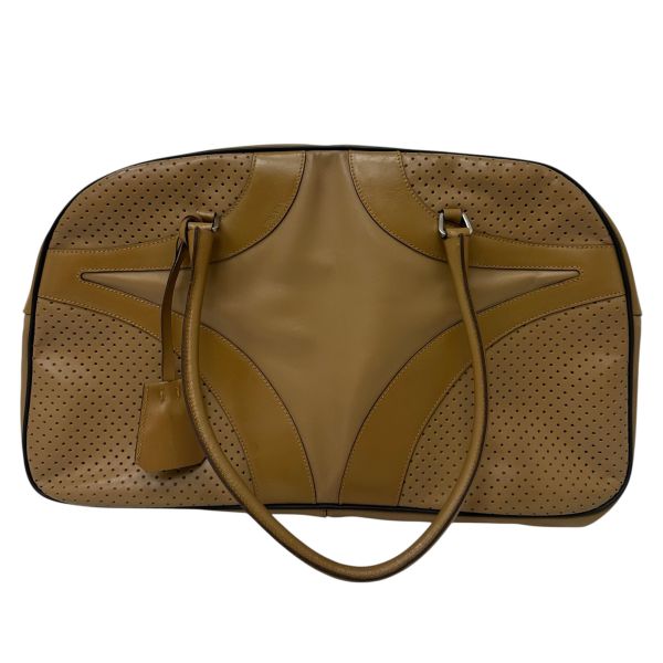 Prada 普拉達 棕色皮革保齡球包 