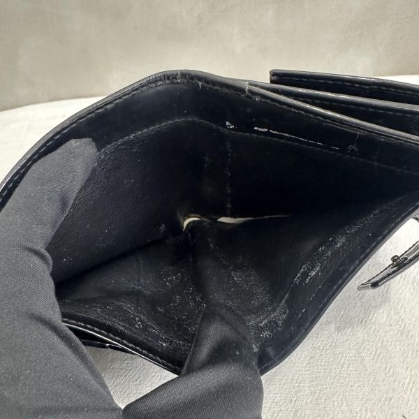 Gucci 黑色漆皮零錢袋短夾 