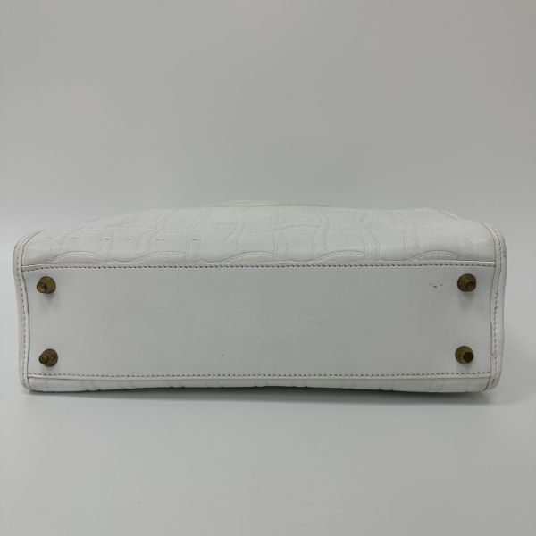 Testoni 鐵獅東尼 編織紋壓花象牙白托特包 