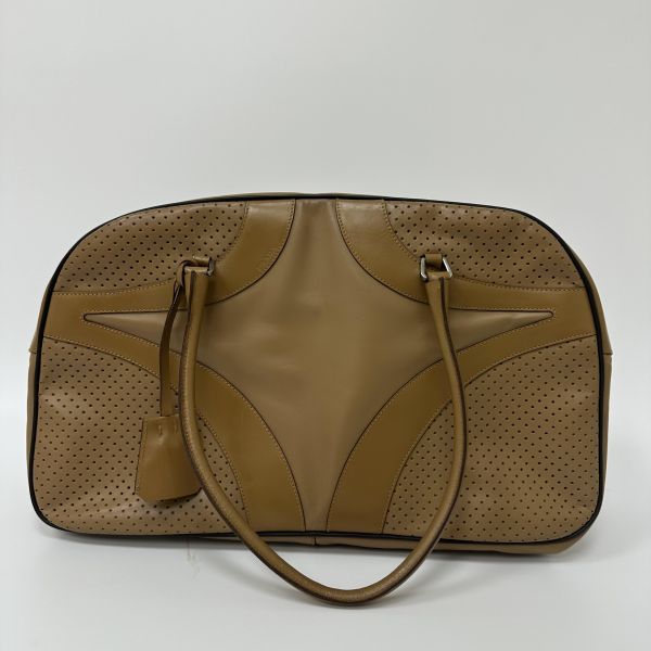 Prada 普拉達 棕色皮革保齡球包 