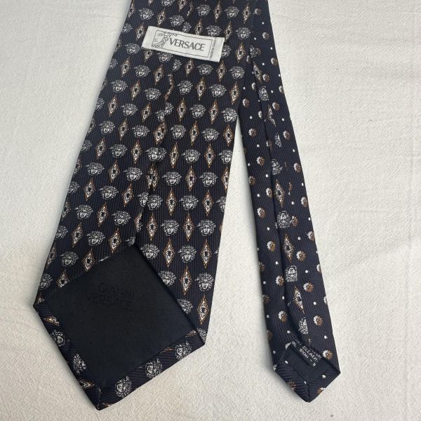 VERSACE 經典美杜莎菱格領帶 領結 絲綢（中古） 