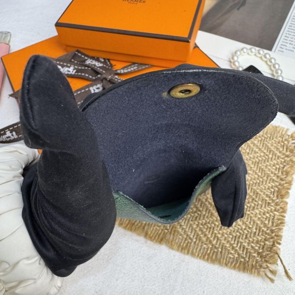 Hermès 藍綠迷你零錢包 