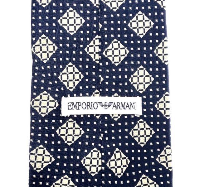 Emporio Armani 男士藏青色絲綢領帶（中古）義大利製 