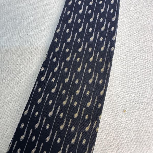 Gucci 藏青色高爾夫球桿圖案領帶 領結 絲綢（中古） 