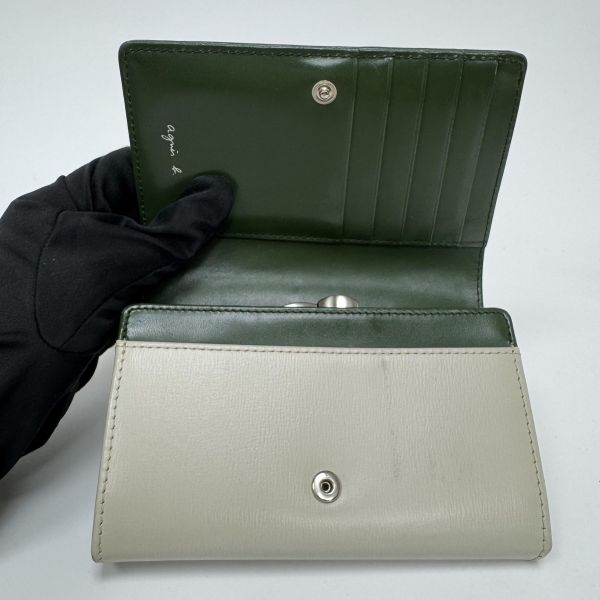 Agnes b. 淺綠 綠邊短款錢包 