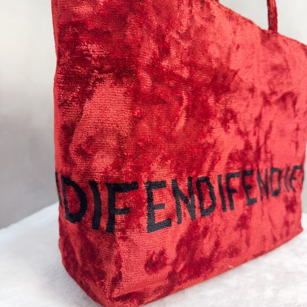 Fendi 復古紅絨面字母托特包 