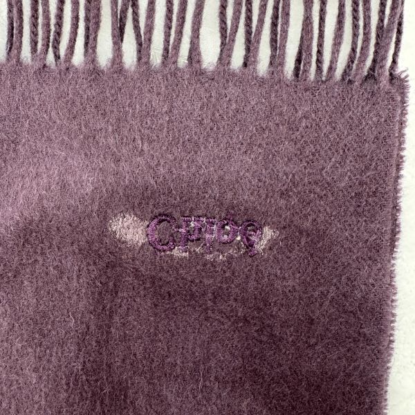 Chloé 紫羅蘭色刺繡logo 羊絨圍巾 