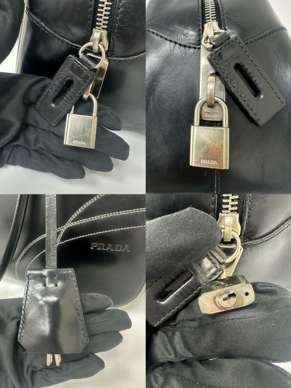 Prada Bowling Bag 黑色皮革保齡球包 
