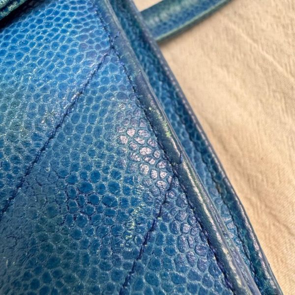 Chanel Vintage Chevron Caviar Tote 藍色 