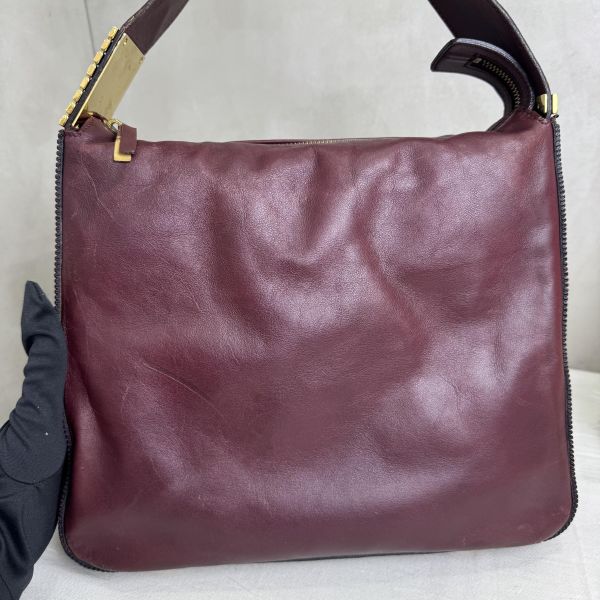 Celine 酒紅色單肩包 