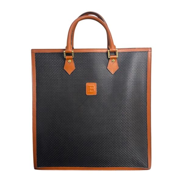 Bally 復古浮雕B黑棕雙色皮革手提包Tote Bag /公事包* 