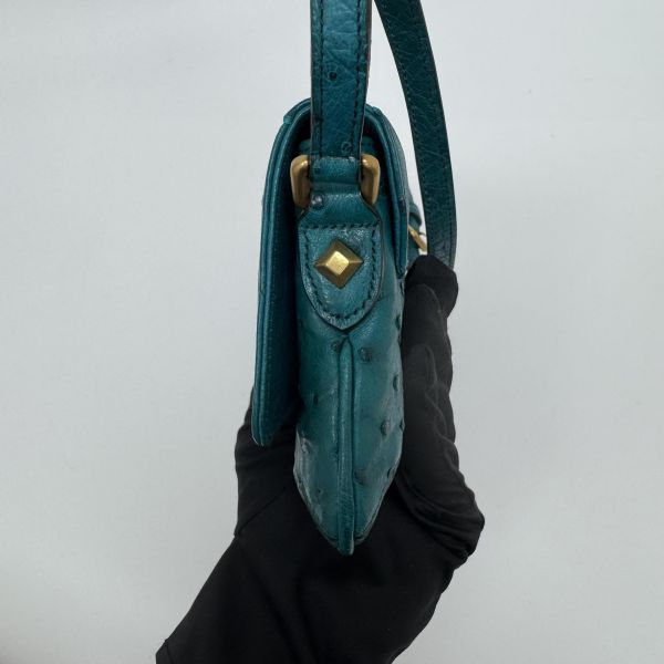 Gucci 竹節細節鴕鳥皮肩背包 